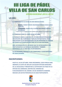 III LIGA DE PÁDEL VILLA DE SAN CARLOS