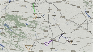 En marrón claro, morado y azul las rutas que afectan a Ciudad Real / DGT