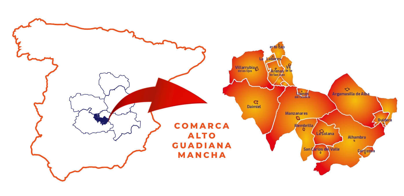 Mapa de la comarca Alto Guadiana Mancha